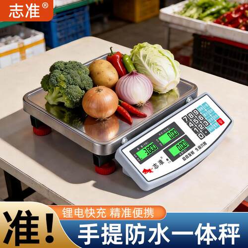 志准便携手提式电子秤商用台秤150kg一体不锈钢面秤60KG仓储