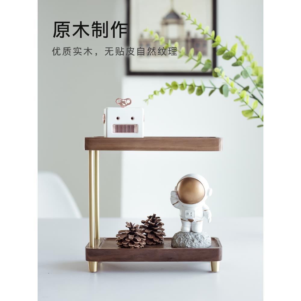 实木质桌面小置物架进门口玄关多层收纳架香水化妆护肤品摆件整理