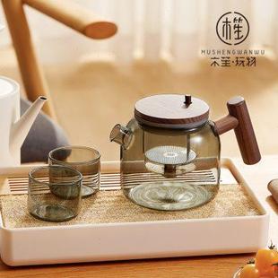 木笙玩物泡茶壶茶水分离泡茶器全玻璃茶壶耐热飘逸杯家用茶具套装