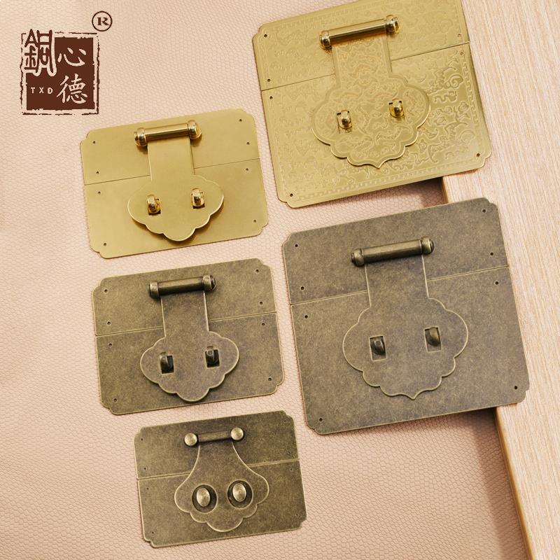 黄铜蝙蝠雕花婚庆樟木箱子锁牌铜配件老式复古家具锁头箱子搭锁扣