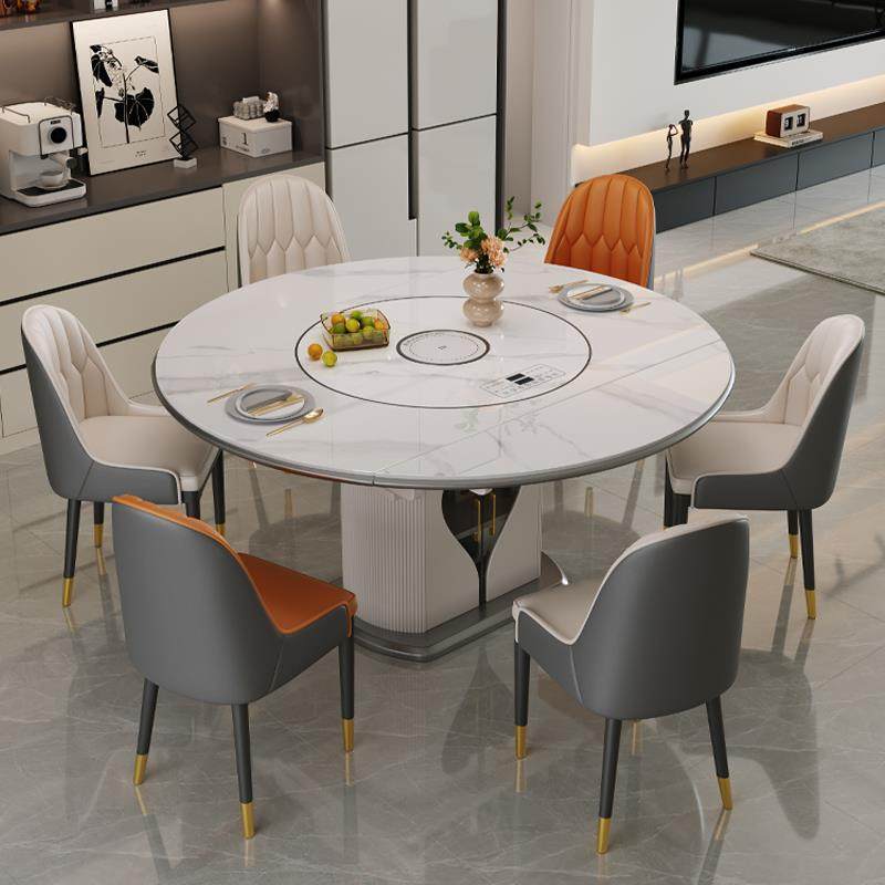 岩板餐桌2025新款家用轻奢高级感现代简约多功能电磁炉可变圆饭桌,住宅家具,岩板餐桌,淘宝优惠券,粉丝福利购,淘宝优惠卷