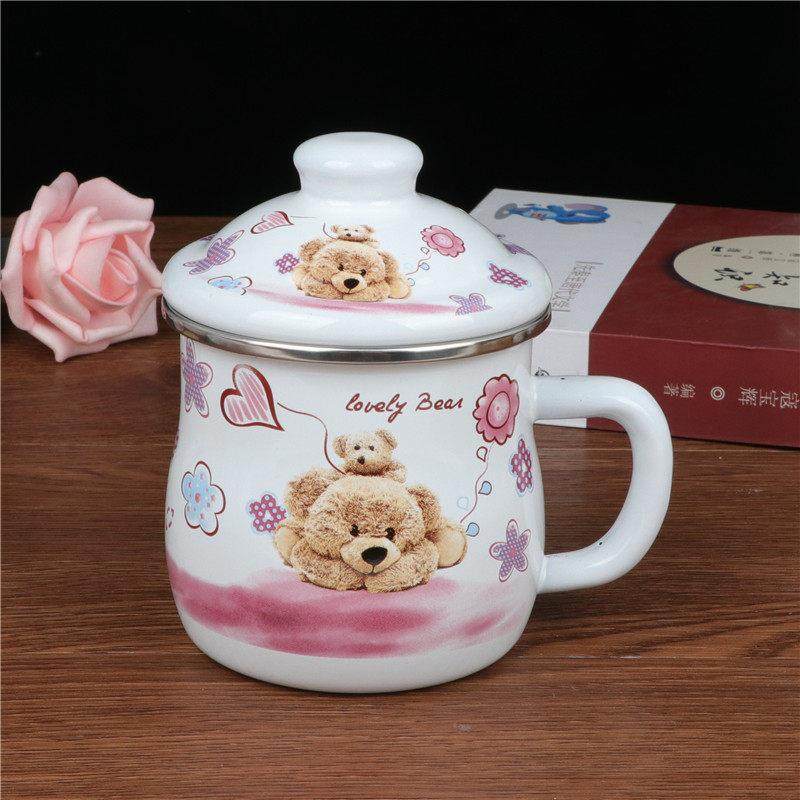 经典珐琅搪瓷水杯儿童杯子卡通杯婴儿杯小茶杯加厚搪瓷杯带盖口杯,餐饮具,马克杯,淘宝优惠券,粉丝福利购,淘宝优惠卷