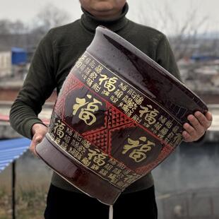 发财树幸福树大型盆栽大号陶瓷老式福字高筒盆花瓶特大号陶瓷花盆