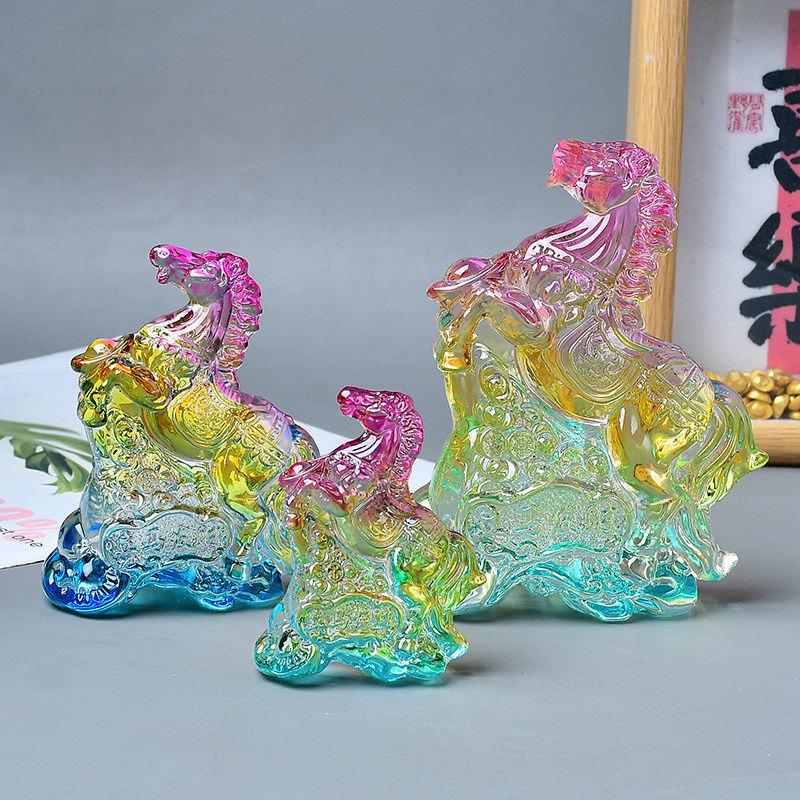 琉璃生肖马摆件属相马年吉祥物家居装饰创意工艺品开业乔迁送礼