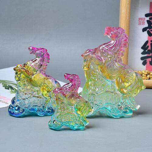琉璃生肖马摆件属相马年吉祥物家居装饰创意工艺品开业乔迁送礼