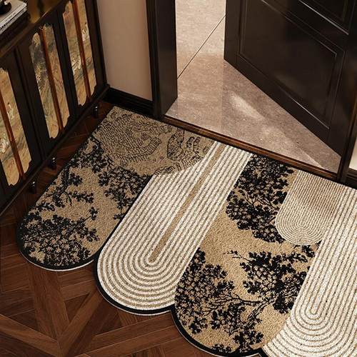 法式中古风入户门丝圈地毯刮沙除尘可裁剪异形新中式软装地垫