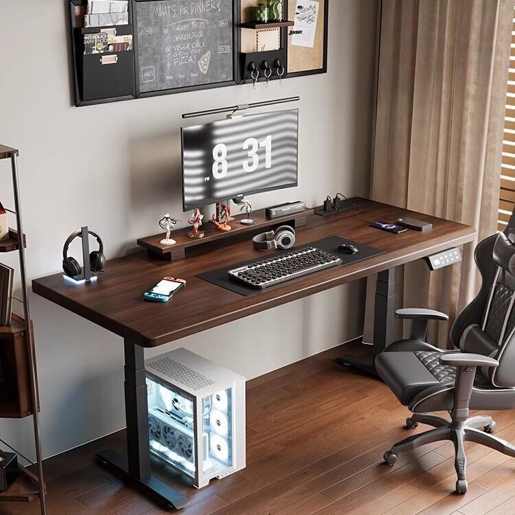 智能调节可升降书桌电竞桌实木电动升降桌电脑桌家用办公桌学习桌