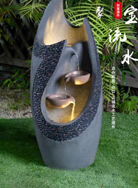 流水财富喷泉装饰办公室入口客厅家居户外庭院循环水地板景观装饰