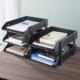 创意皮革桌面文件夹存储盒A4纸杂志架办公用品多层信息文件存储架