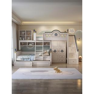 儿童上下铺双层床交错式男孩互不干扰双人床姐弟床错位型床小户型