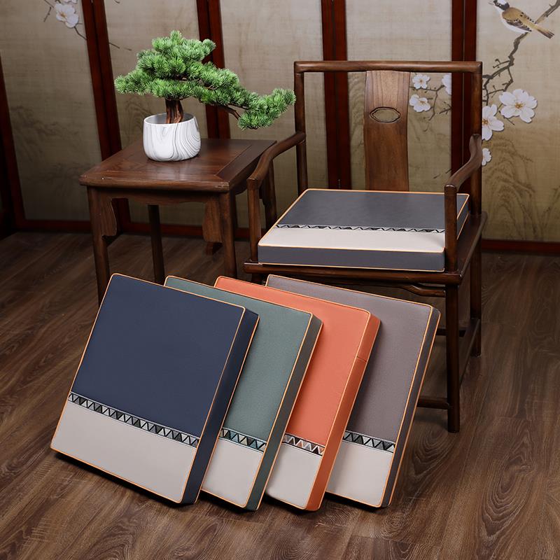 新中式红木沙发坐垫科技布仿皮实木沙发垫圈椅餐椅茶椅垫椅子坐垫