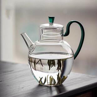 耐热玻璃彷宋执壶绿茶壶大容量茶具套组高硼硅家用茶水分离泡茶壶