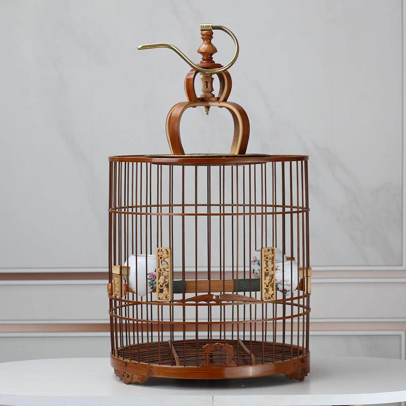 画眉竹鸟笼老竹紫竹手工竹皮抛光精品小谷底竹制蜡嘴鸟笼全套