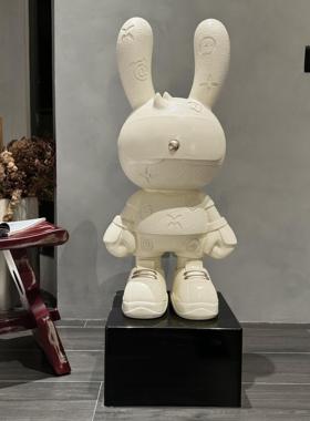 2025新款网红潮玩皮革纹理兔子摆件客厅电视柜玄关软装饰品乔迁礼