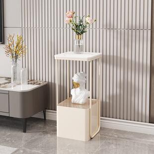 轻奢双层花架装饰架意式岩板客厅落地式花架子电视柜沙发旁置物架