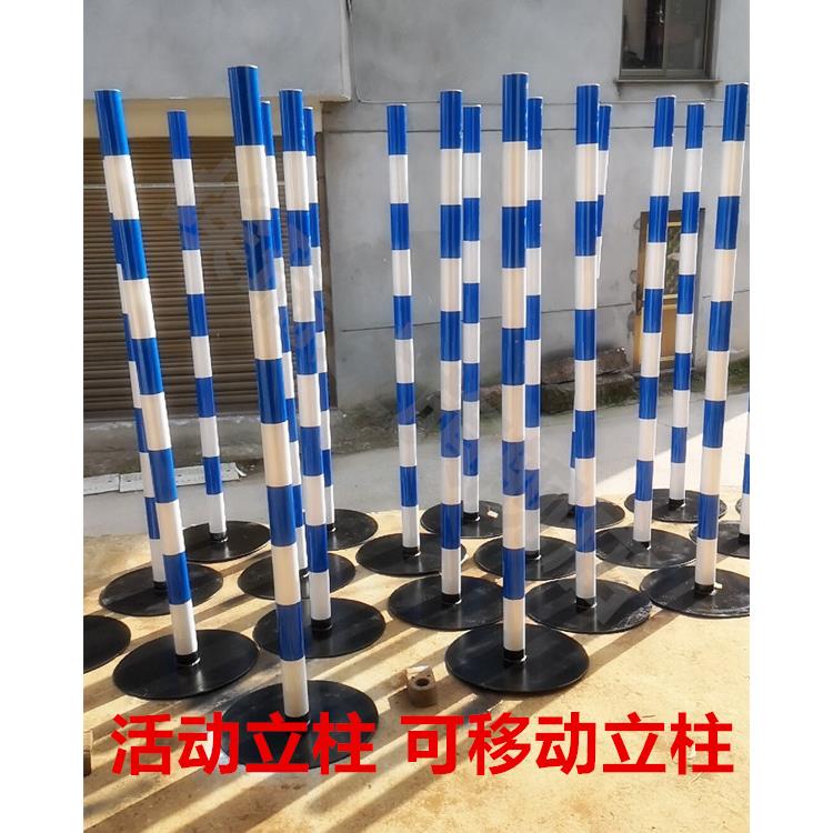活动立柱 可移动杆子 镀锌管 铁柱 警示柱标志牌钢管十字款圆盘款