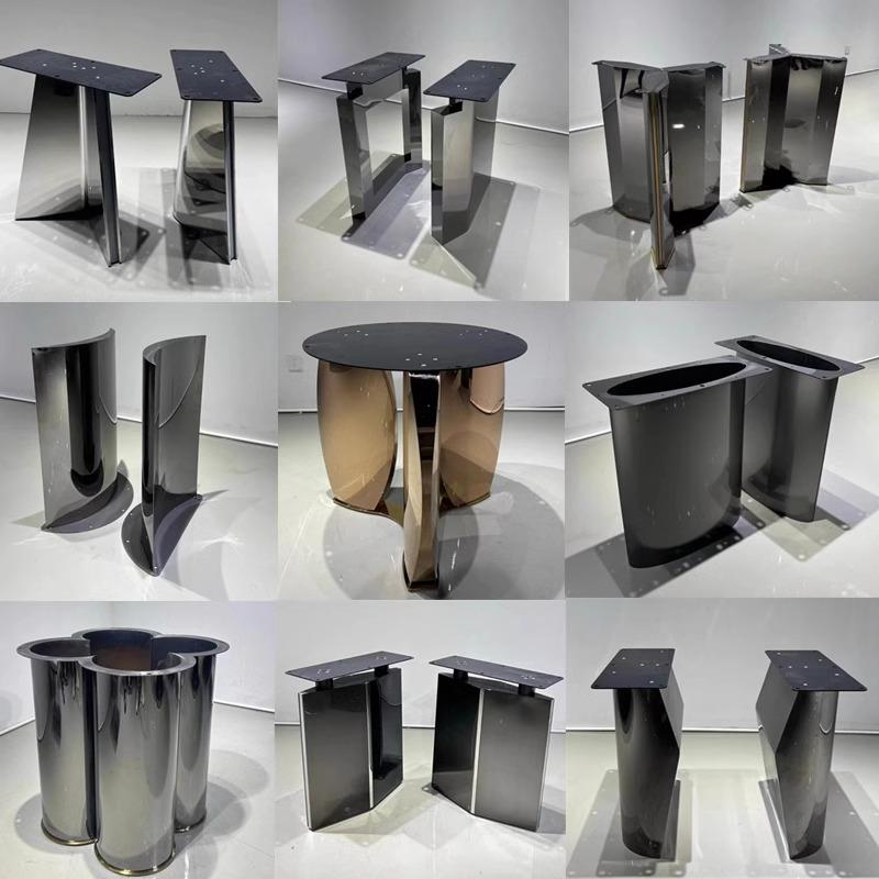 不锈钢餐桌腿支架大理石轻奢底座支撑架岩板圆桌长桌脚岛架餐桌脚