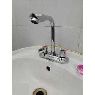 家用全铜卫生间双孔冷热水黄铜台盆混水阀菜盆洗手盆面盆浴室