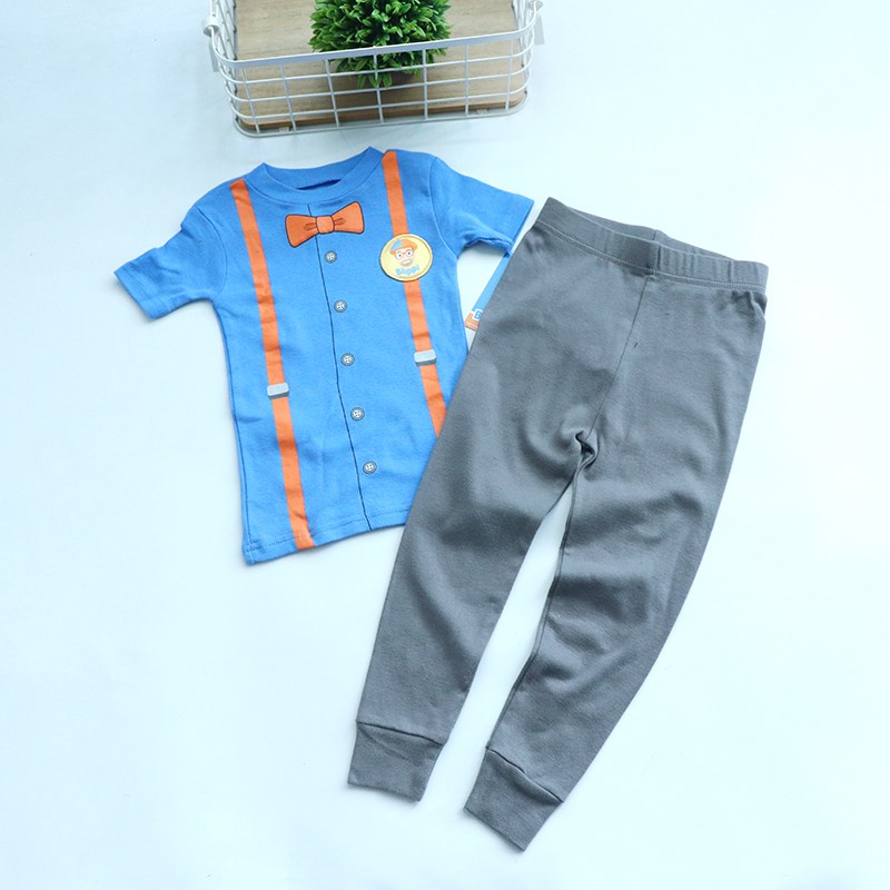 男童家居服套装2-4岁纯棉睡衣家居服两件V套睡衣打底衫