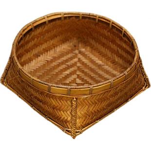 仿古竹编收纳篮茶具收纳家用婚庆用盘果盘零食茶点盘手工竹工艺品