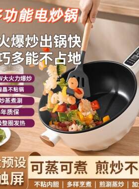 电炒锅多功能一体式不沾锅快煮锅家用电锅蒸煮炒煎电火锅