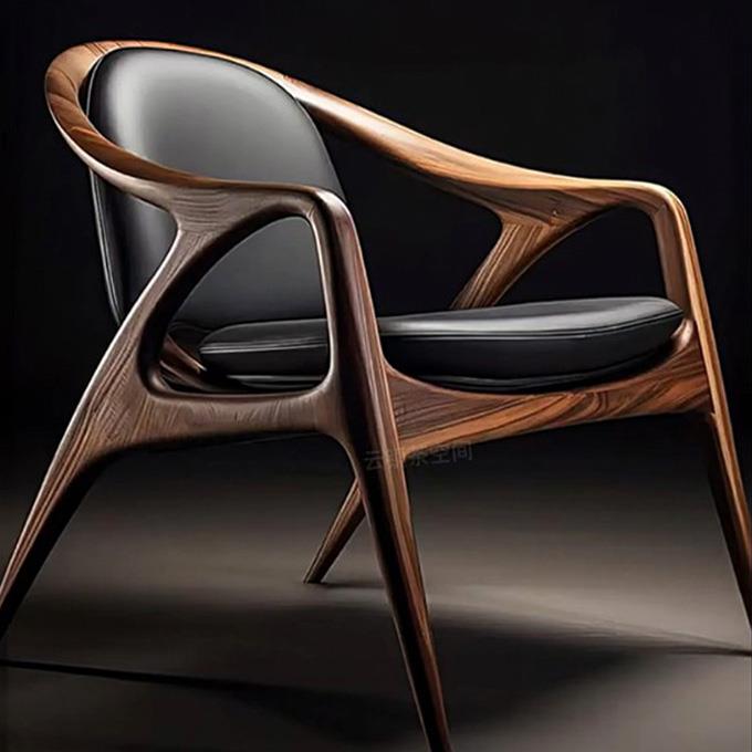 设计师款北美黑胡桃木餐椅靠背椅现代实木书桌椅茶椅高端家具定制