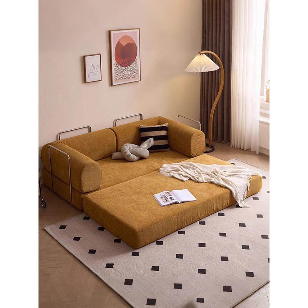 布艺沙发模块小户型客厅单双人直排灯芯绒覆古泰迪沙发床折叠两用