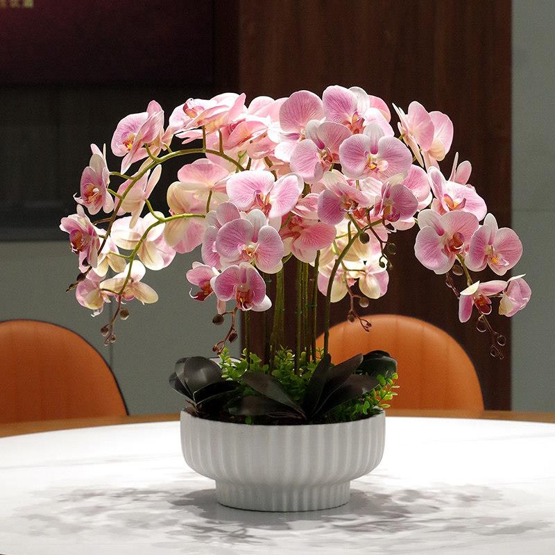 PU手感保湿蝴蝶兰仿真花艺摆件客厅茶几电视柜大盆假花摆设装饰