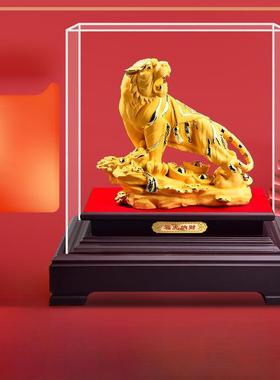 虎饰金虎饰生肖虎丝绒沙金工艺品虎年保险车4S活动礼品