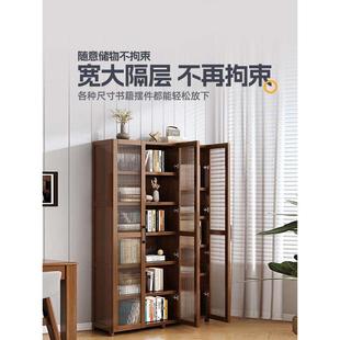 书架置物架落地简易家用书柜带门防尘储物柜客厅置物柜靠墙收纳柜
