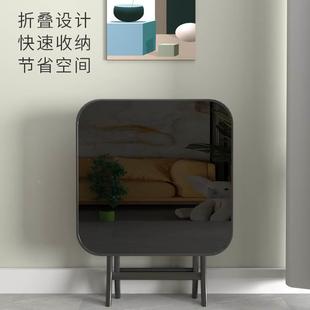钢化玻璃餐桌家用折叠方桌小户型饭桌简易圆桌桌子出租屋阳台户外