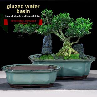 紫砂花盆 长方形马槽盆景盆 大口径金蝉子多肉植物特价陶瓷盆包邮