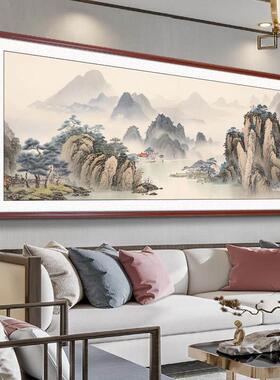 风景山水画客厅挂画新中式沙发背景墙装饰画茶室办公室壁画水墨画