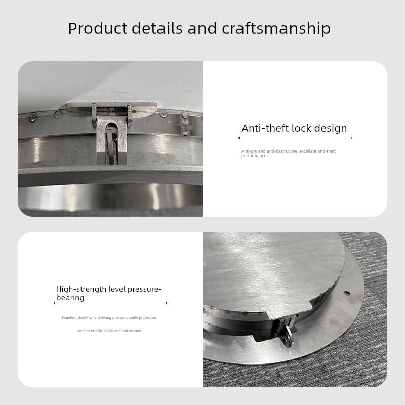 不锈钢带锁防盗井盖方形圆形家用装饰污水窨井盖排水沟盖板水篦子