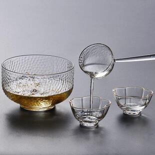 手工锤纹干泡碗茶碗可微波玻璃碗家用大号打蛋碗泡面碗沙拉碗 日式