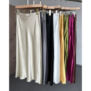 薄款 立体剪裁垂坠感 轻奢高级感醋酸缎面凉感百搭鱼尾半身裙夏季