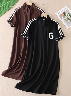 宽松显瘦时髦炸街休闲连衣裙夏季透气显瘦直筒中长款运动裙子X306