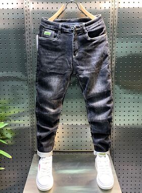 秋冬男士牛仔裤潮牌直脚修身欧版长裤水洗弹力潮流百搭青年男裤子