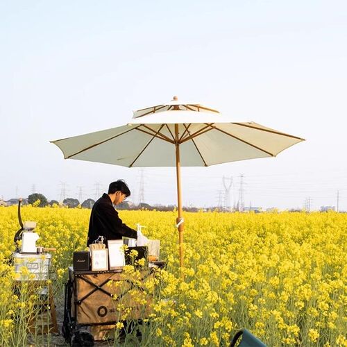 户外遮阳伞庭院伞室外沙滩休闲大太阳伞折L叠中柱伞阳台露营摆摊