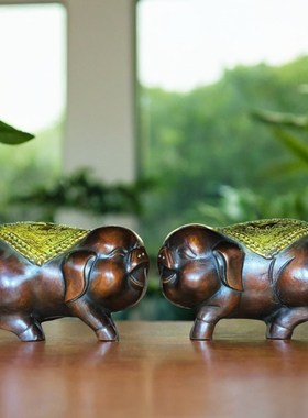 铜猪摆件金猪纳福猪十二生肖猪可爱金钱猪聚宝盆猪家居酒柜装饰纯