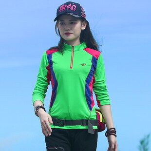 速干衣女款长袖春秋季户外运动登山健身女士大码宽松快干速干t恤