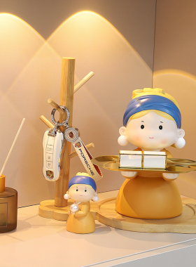 入户玄关钥匙收纳摆件戴珍珠耳环少女客厅装饰品乔迁新居搬家礼物