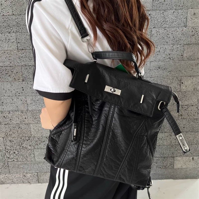 小众设计2025新款凯莉双肩背包软皮锁扣真皮手提斜挎包通勤电脑包,箱包皮具/热销女包/男包,双肩背包,淘宝优惠券,粉丝福利购,淘宝优惠卷