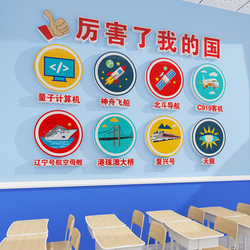 幼儿园环创墙面装饰小学班级教室文化背景墙布置爱国教育宣传海报
