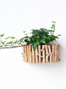 实木壁挂花盆花瓶墙上创意花器现代简约客厅装饰绿植吊篮盆栽墙