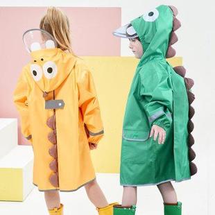 加厚儿童雨衣男童女童幼儿园中小童宝宝小孩恐龙带书包位反光雨披
