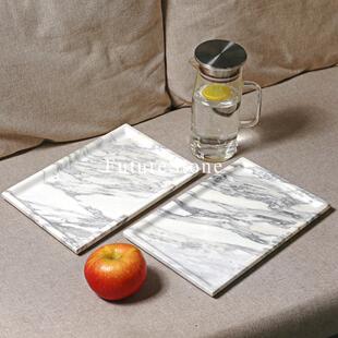 轻奢天然大花白大理石长方托盘浴室乳液瓶置物盘珠宝首饰戒指收纳