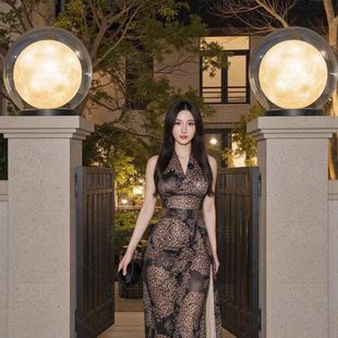 太阳能月球柱头灯接电农村别墅庭院大门两侧柱子围墙圆形球灯户外