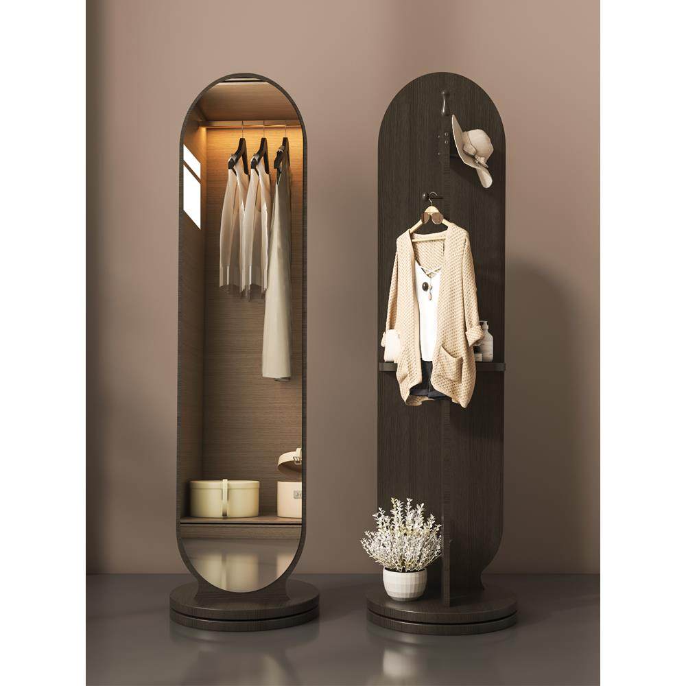 中古旋转全身镜家用卧室镜子带置物架一体衣帽间高级感落地穿衣镜,住宅家具,衣挂一体镜,淘宝优惠券,粉丝福利购,淘宝优惠卷