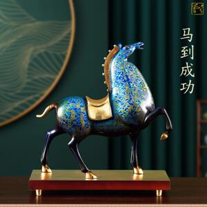 黄铜大漆唐朝将军马到成功生肖马摆件工艺品新中式乔迁开业礼物